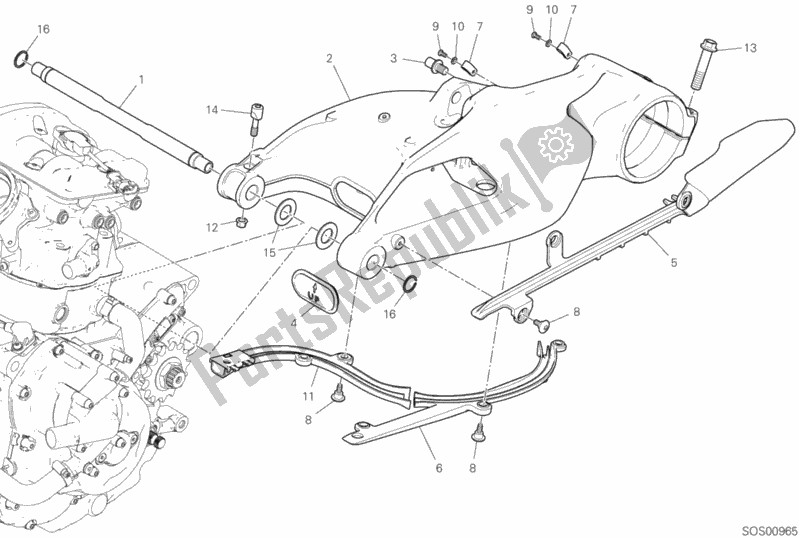 Alle onderdelen voor de Achterste Zwenkarm van de Ducati Hypermotard 950 SP 2019